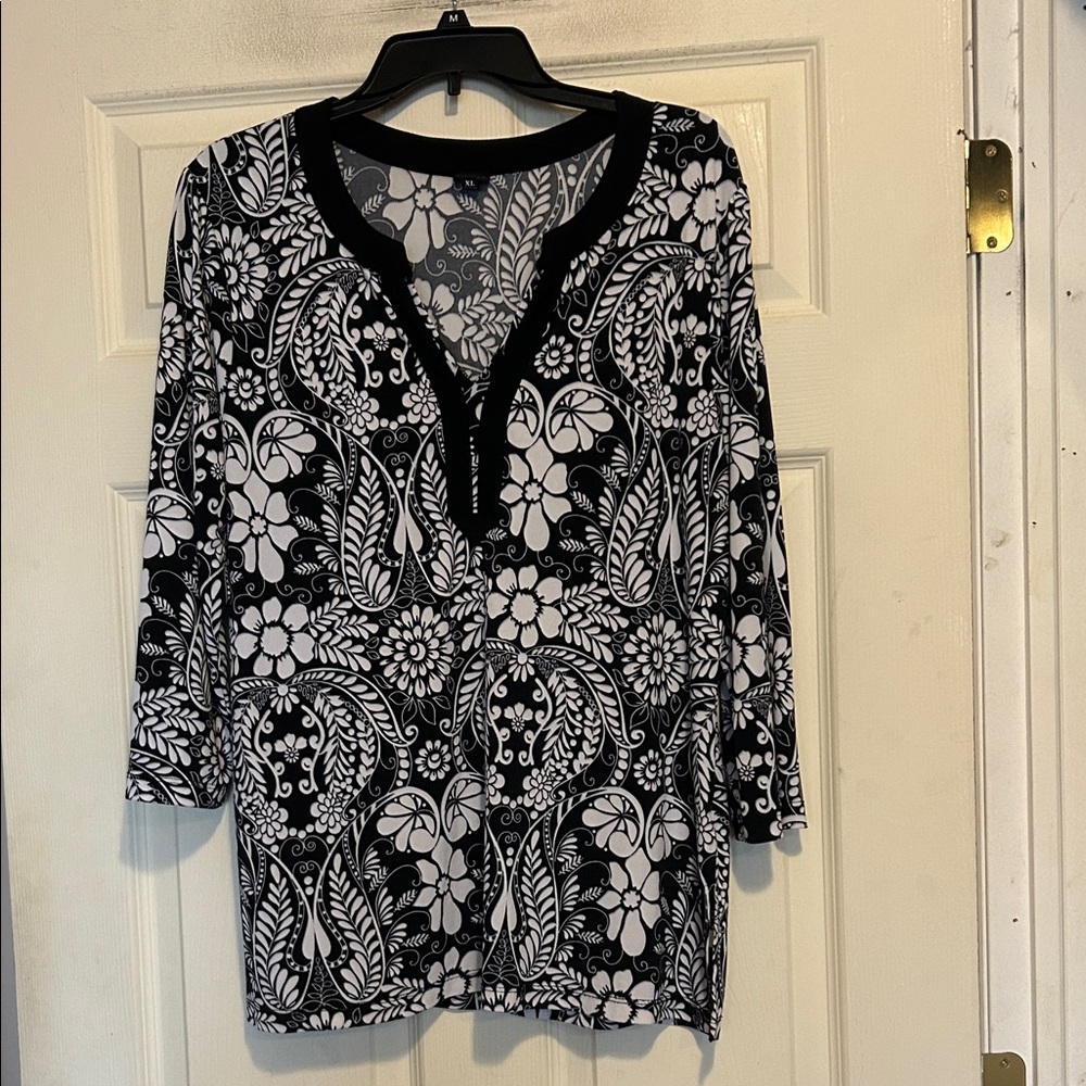 Rafaella Black and White Blouse Size XL